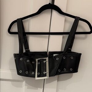 WeWoreWhat Black Belt with Silver Buckle